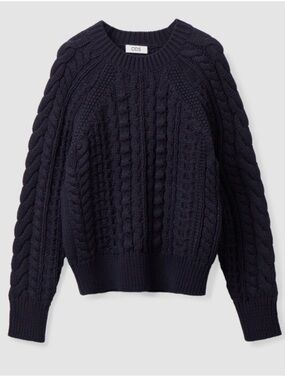 COS Navy Cable-Stitched Crew Sweater